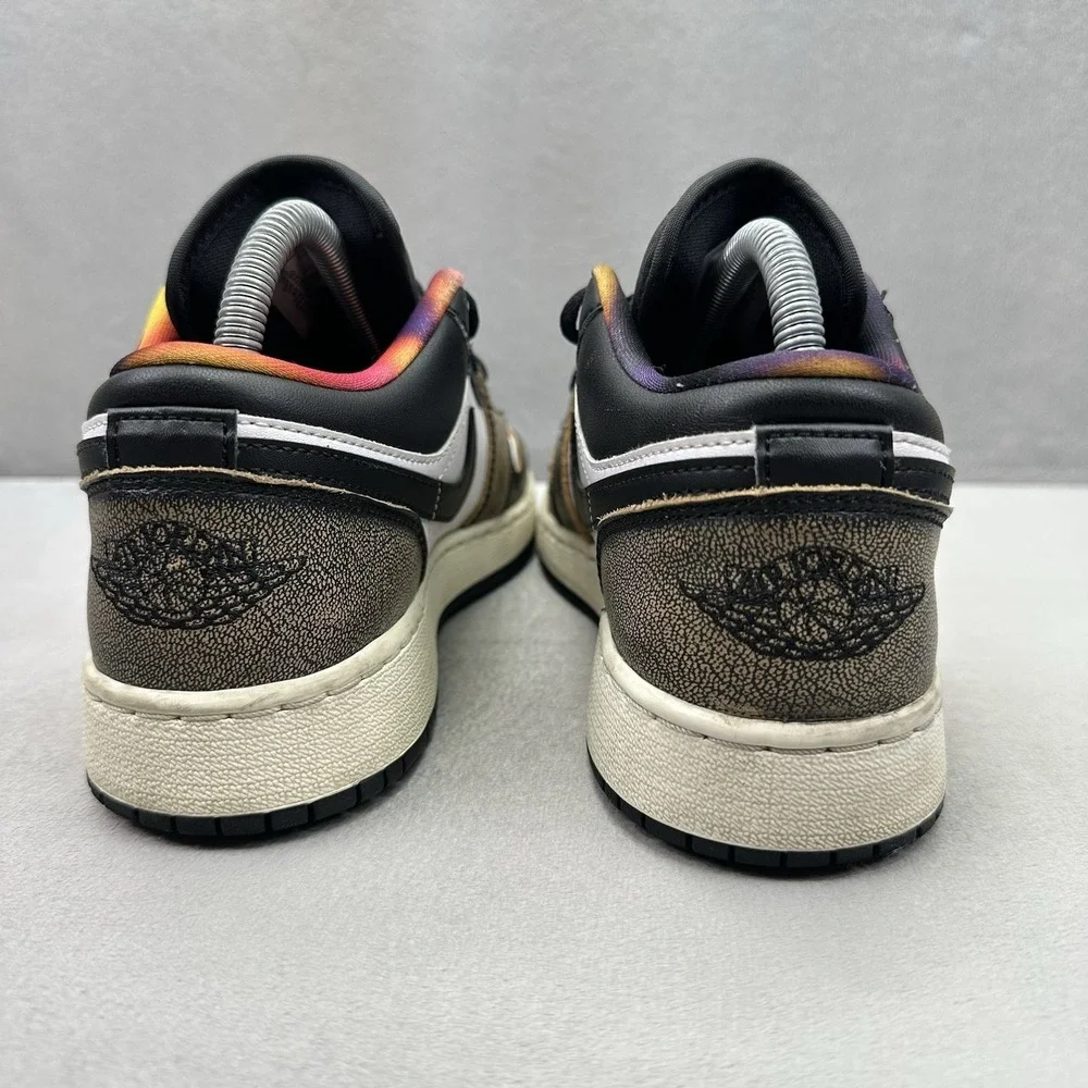 Size 7Y / Womens 8.5 Nike Air Jordan 1 Low SE Wear-Away Shoes Black / Tie-Dye - Picture 4 of 8